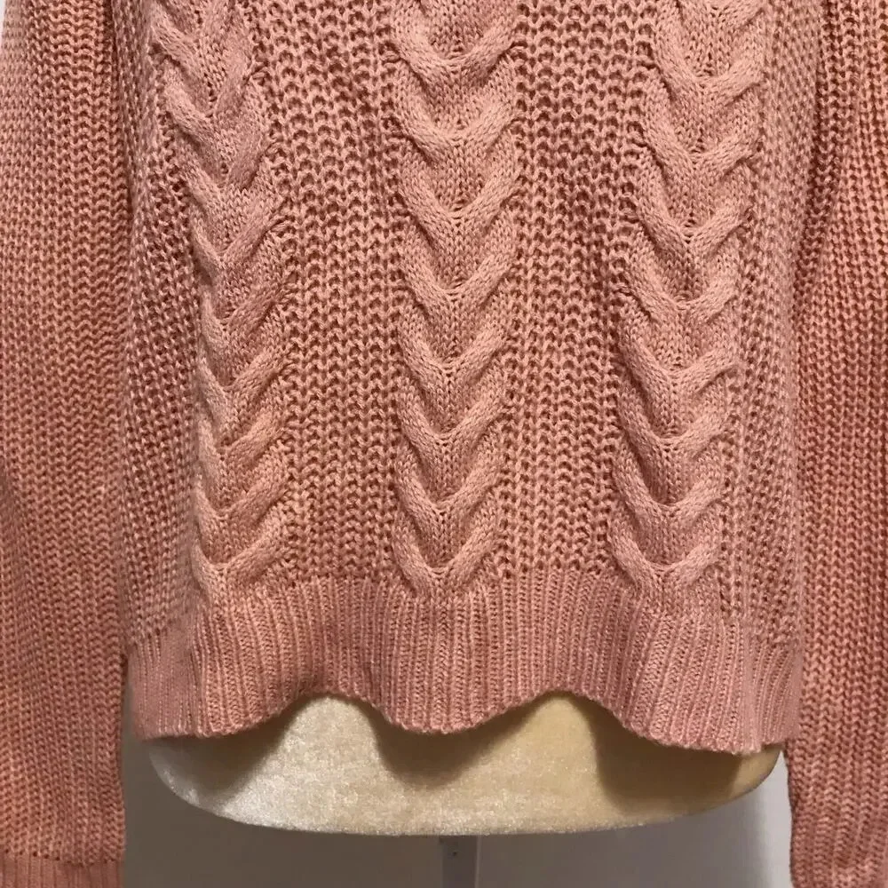 Crave Fame NWT Rose Pink Knit Sweater Juniors L